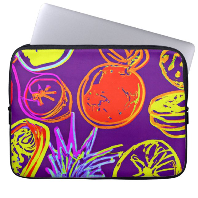 Capa Para Notebook Padrões Tropicais de Frutas Neon (Frente)