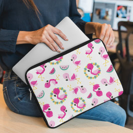 Capa Para Notebook Padrões Tropicais, Flamingos, Melancias, Flores