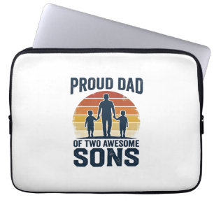 Capa Para Notebook Pai Orgulhoso de Dois Filhos Incríveis Camisa Vint