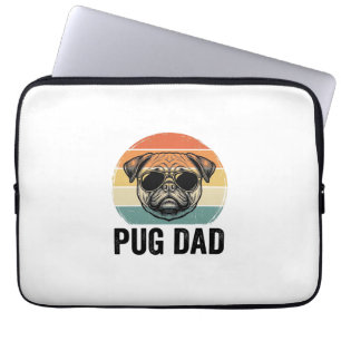 Capa Para Notebook Pai Pug Vintage Gravação Design Amante de Cães_1