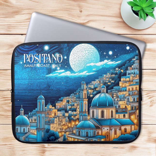 Capa Para Notebook Painting Positano Amalfi Coast Italy Art Viagem (Painting Positano Amalfi Coast Italy Art Travel Laptop Sleeve)