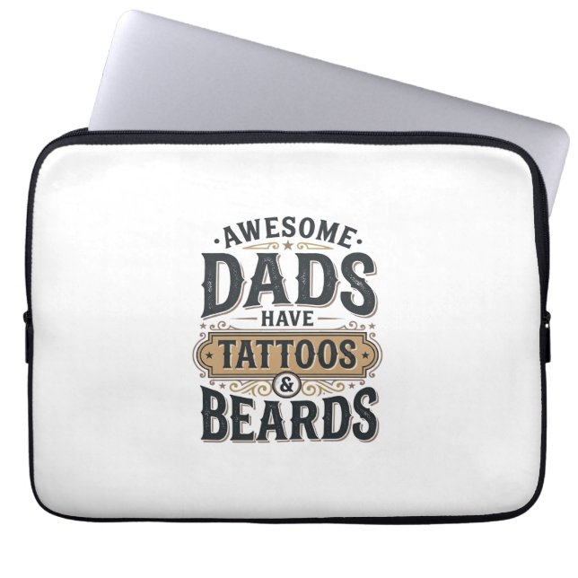 Capa Para Notebook Pais Incríveis Têm Tatuagens e Barbas Camiseta Vin (Frente)