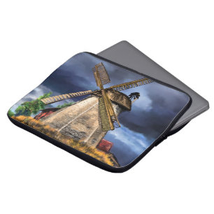 Capa Para Notebook Paisagem bonita do moinho de vento nos Países Bai