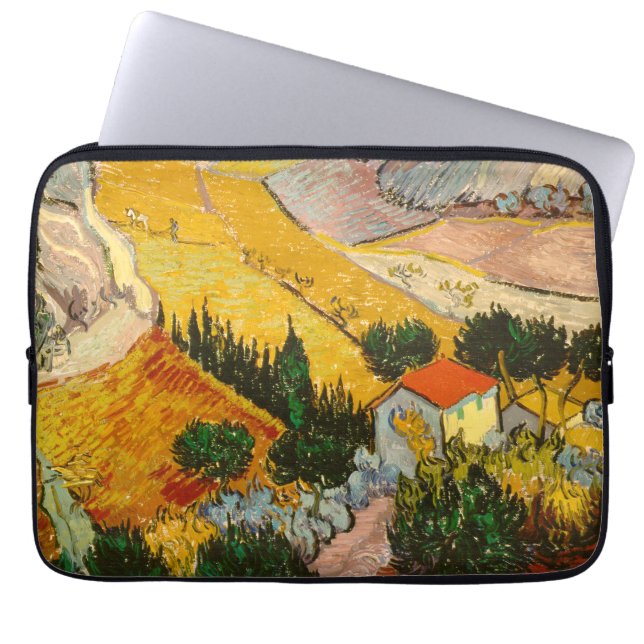 Capa Para Notebook Paisagem com House e Ploughma Vincent van Gogh (Frente)