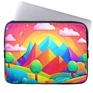 Capa Para Notebook Paisagem de Cartoon Arco-Íris Vibrante