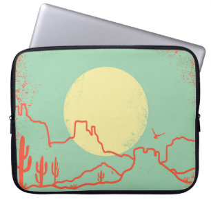 Capa Para Notebook Paisagem do Deserto Vintage com Cactus e Canyon.