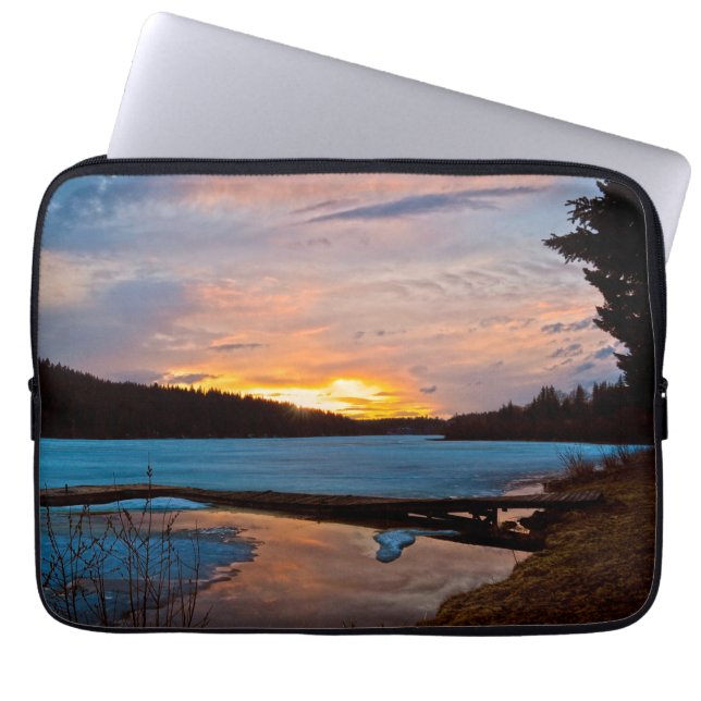 Capa Para Notebook Paisagem Natural Cariboesa Lago Sunset (Frente)