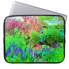 Capa Para Notebook Paisagem Primavera verde do jardim com peônias