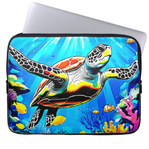 Capa Para Notebook Paisagem Sonhadora de Tartaruga Marinha Vibrante