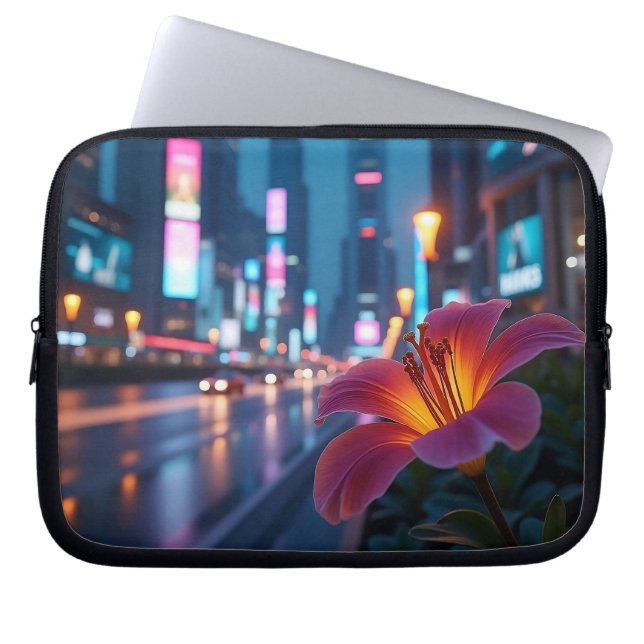 Capa Para Notebook Paisagem Urbana Neon Bloom Moderna 10' (Frente)
