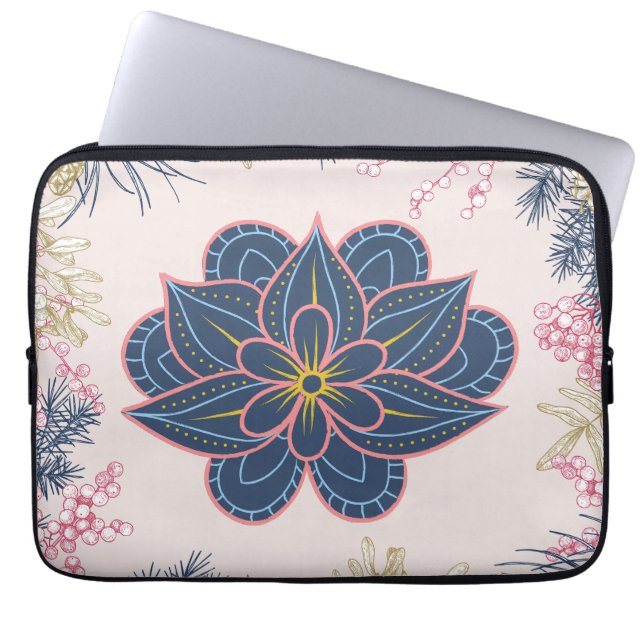 Capa Para Notebook Paisley Art, Intrate Blue and Purple Patternos (Frente)