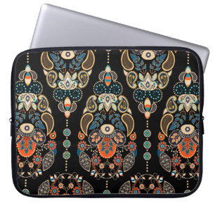 Capa Para Notebook Paisley floral sem costura. Fundo escuro com