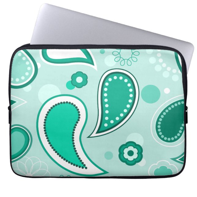 Capa Para Notebook Paisley Preto e Verde Personalizado (Frente)