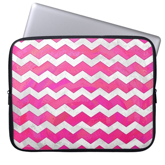 Capa Para Notebook Paixão Rosa - Padrão Chevron (Frente)