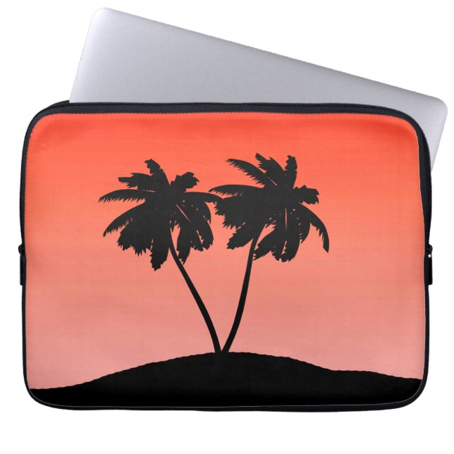 Capa Para Notebook Palm Tree Silhouette em Laranja Sunset (Frente)
