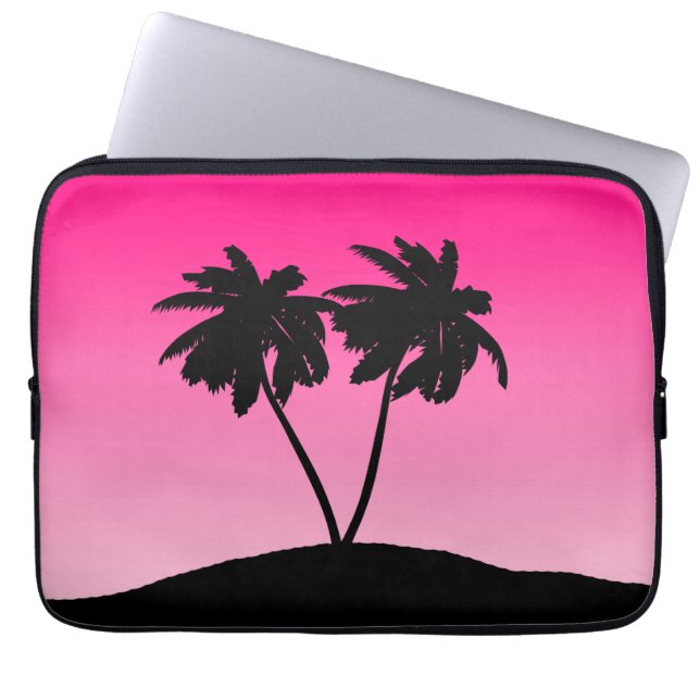 Capa Para Notebook Palm Tree Silhouette no Rosa amanhecido (Frente)