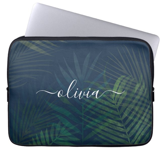 Capa Para Notebook Palma tropical Deixa Bolsa de laptop - Verde escur (Frente)