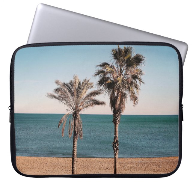 Capa Para Notebook Palmeira na praia pela manhã (Frente)