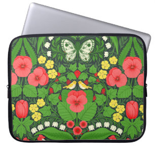 Capa Para Notebook Pancas, aves e borboletas vermelhas