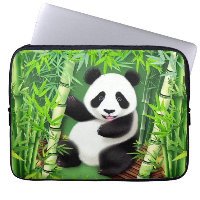Capa Para Notebook Panda Bonita Na Floresta De Bambu (Frente)