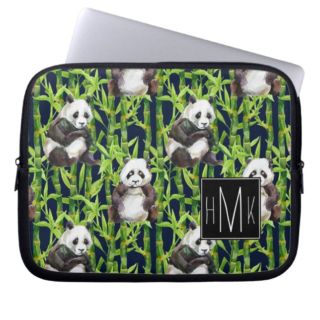 Capa Para Notebook Panda com monograma de bambu do teste padrão | da (Frente)