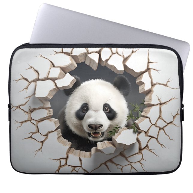 Capa Para Notebook Panda Cracking Buraco Arte Panda Muralha Esmagada  (Frente)