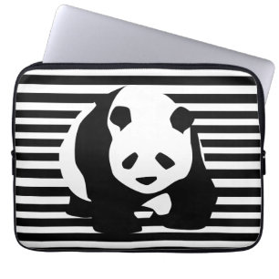 Capa Para Notebook Panda e faixas brancas e pretas