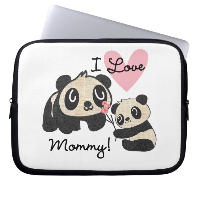 Capa Para Notebook Pandas eu amo mamães (Frente)