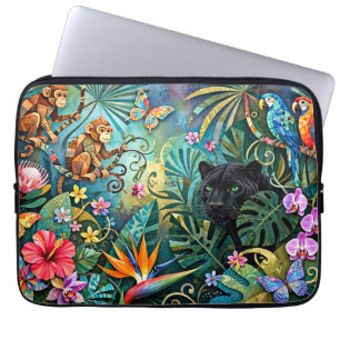 Capa Para Notebook Pantera Negra África Colagem Alegre Estilo Selva