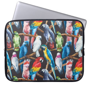 Capa Para Notebook Papagaio brilhante: papel de parede a aquarela tro