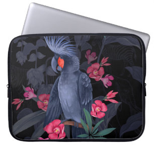 Capa Para Notebook Papagaio Negro Floral Exótico: Natureza Tropical