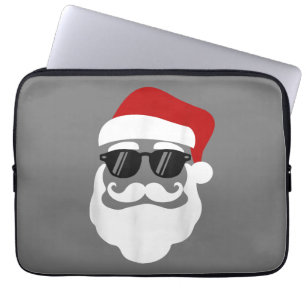 Capa Para Notebook Papai Noel com óculos escuros Design de Natal engr