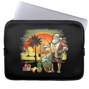 Capa Para Notebook Papai Noel de Surf de Verão Tropical 6 Pack Natal