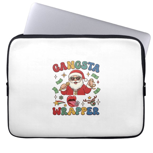 Capa Para Notebook Papai Noel do Natal Wrapper Gangsta Microfone Dinh (Frente)