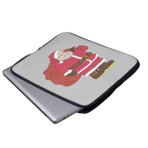 Capa Para Notebook Papai Noel em vermelho com saco de presentes e ócu