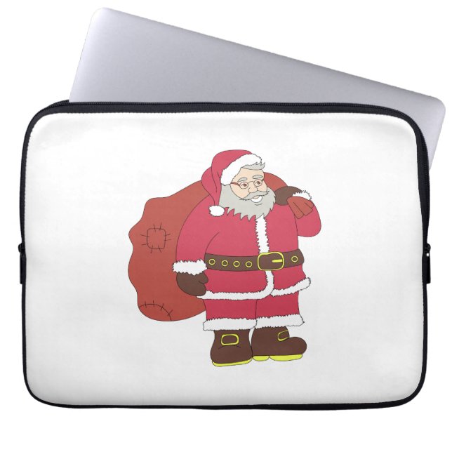 Capa Para Notebook Papai Noel em vermelho com saco de presentes e ócu (Frente)