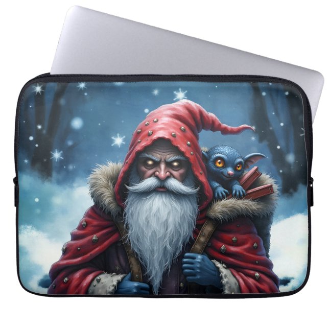 Capa Para Notebook Papai Noel Geada e seu Duende Travesso. (Frente)