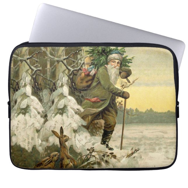 Capa Para Notebook Papai Noel Natal Vitoriano Árvore de Férias  (Frente)