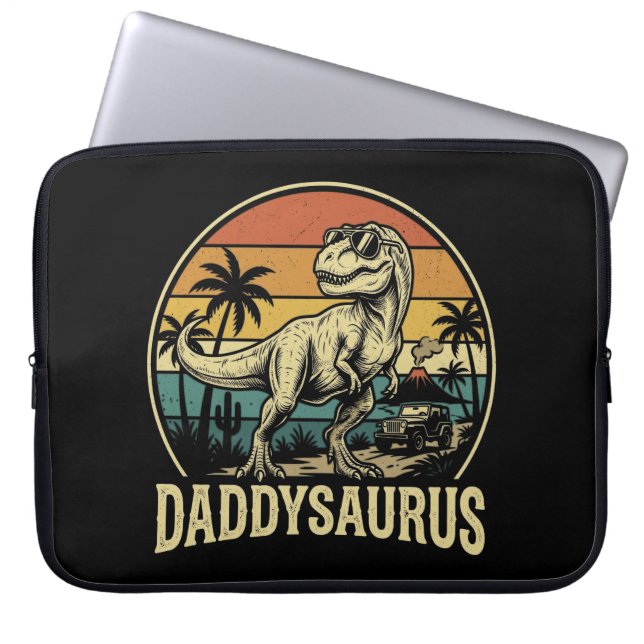 Capa Para Notebook Papai Trex Dinossauro Daddysaurus Retro Dia dos Pa (Frente)