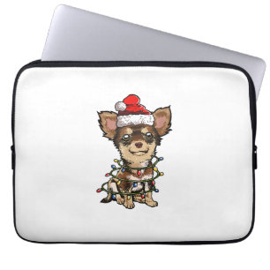 Capa Para Notebook Papais noeis bonitos de Chihuahua Árvore de Natal