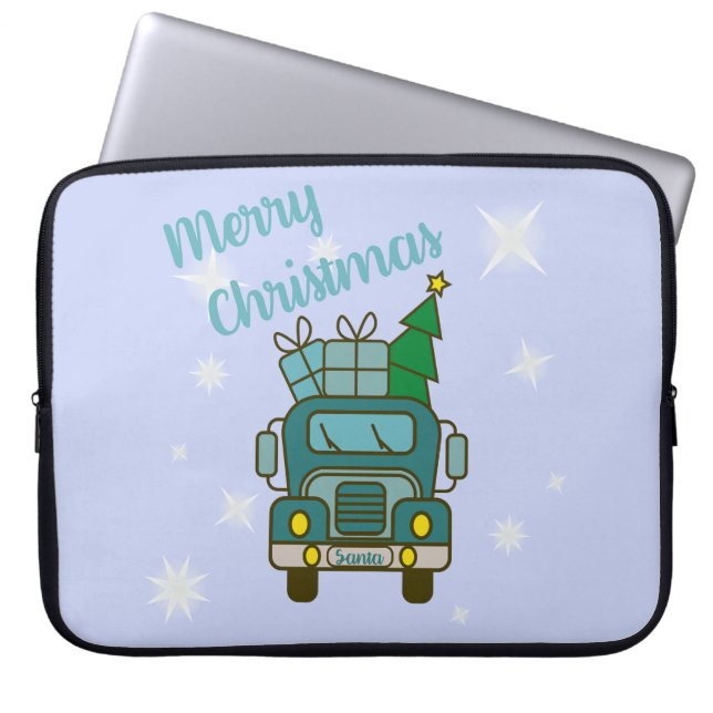 Capa Para Notebook Papais noeis de frente de caminhão Feliz Natal (Frente)