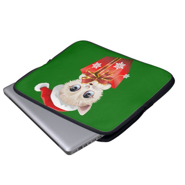 Capa Para Notebook Papais noeis de Natal de Kitten com Bolsa de lapto (Frente Inferior)