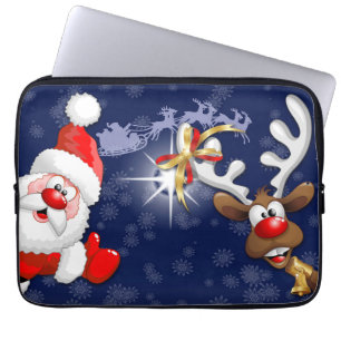 Capa Para Notebook Papais noeis e Reindeer Feliz Christmass Happy Car