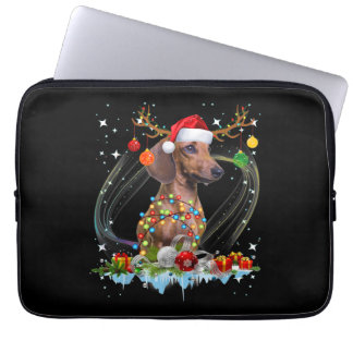 Capa Para Notebook Papais noeis Engraçados Dachshund Reindeer Natal C