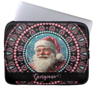 Capa Para Notebook Papais noeis Retro Personalizados Pinkmas Floral M