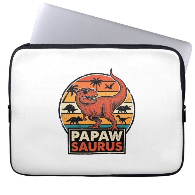 Capa Para Notebook Papawsaurus Design Vetorial Dinossauro Retro Pôr d (Frente)