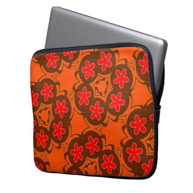 Capa Para Notebook papel de parede cor de laranja, vermelho 1970 (Frente Esquerda)