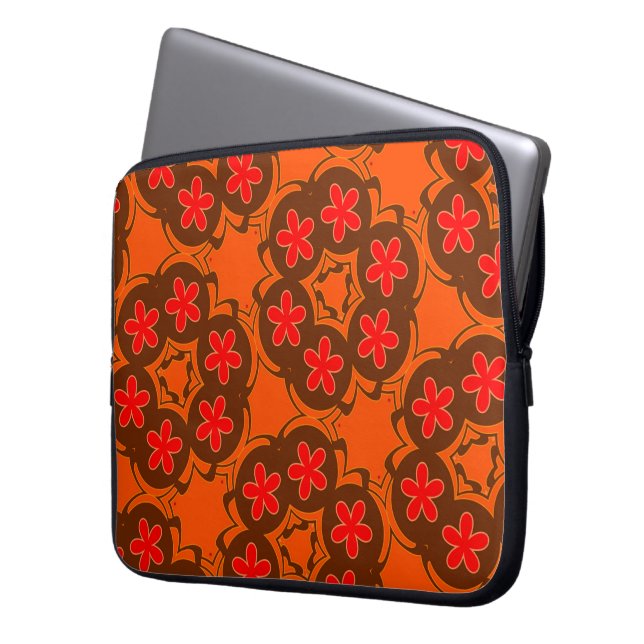 Capa Para Notebook papel de parede cor de laranja, vermelho 1970 (Frente Esquerda)