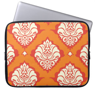 Capa Para Notebook Papel de parede de damasco laranja: uniforme flora