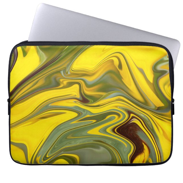 Capa Para Notebook Papel Digital Amarelo Marble Waves-55448 (Frente)